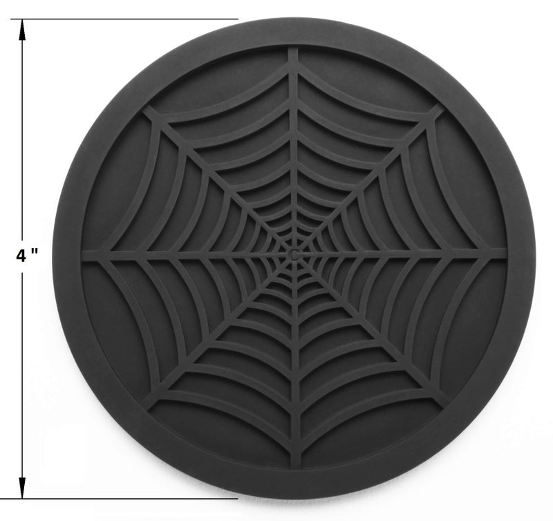 COASTERFIELD Silicone Coasters For Drinks - 6 Pack Unique Design Spider Drink Coasters, 4" Black Coaster Set by COASTERFIELD - Image 2